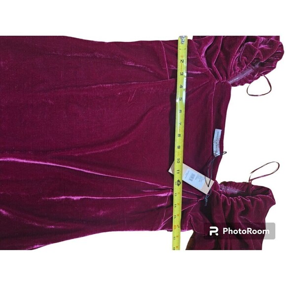 Rebecca Minkoff Fuchsia Vienne Velvet Square Neck Short Puff Sleeve Mini Dress - Picture 4 of 11